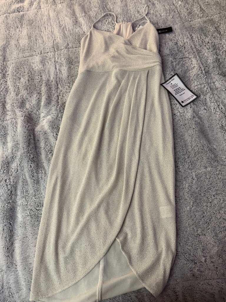 Betsy & Adam Sparkling Ivory Sleeveless Semi-Formal Dress
